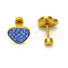 Stainless Steel Stud Earring, Heart Design, with Tanzanite Crystal, Polished, Golden Finish, 02.271.0022