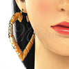 Oro Laminado Extra Large Hoop, Gold Filled Style Heart and Bamboo Design, Polished, Golden Finish, 02.60.0150.85