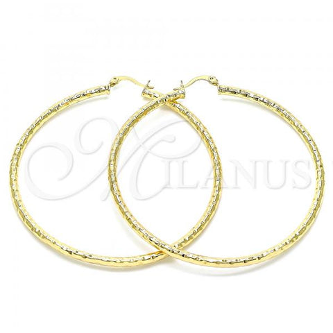 Oro Laminado Extra Large Hoop, Gold Filled Style Diamond Cutting Finish, Golden Finish, 02.213.0150.70