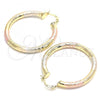 Oro Laminado Medium Hoop, Gold Filled Style Hollow Design, Polished, Tricolor, 02.170.0262.1.40