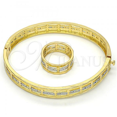 Oro Laminado Set Bangle, Gold Filled Style Diamond Cutting Finish, Two Tone, 13.99.0004.05.07 (09 MM Thickness, Size 7)