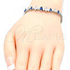 Rhodium Plated Fancy Bracelet, with Sapphire Blue and White Cubic Zirconia, Polished, Rhodium Finish, 03.210.0082.7.07