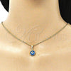 Oro Laminado Fancy Pendant, Gold Filled Style Evil Eye Design, Light Blue Resin Finish, Golden Finish, 05.63.1163.1