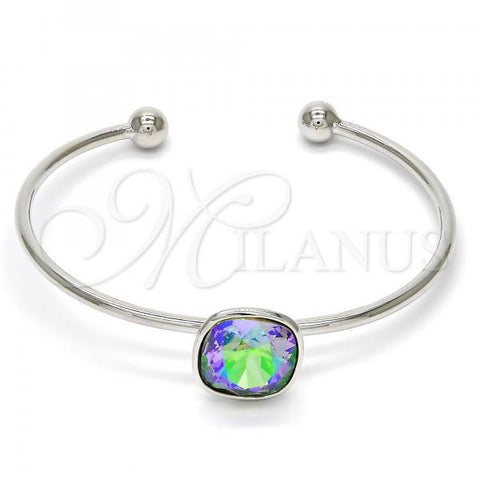 Rhodium Plated Individual Bangle, with Paradise Shine Swarovski Crystals, Polished, Rhodium Finish, 07.239.0010.1 (02 MM Thickness, One size fits all)
