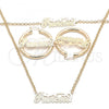 Oro Laminado Necklace, Bracelet and Earring, Gold Filled Style Polished, Golden Finish, 06.63.0235
