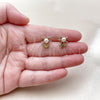 Oro Laminado Stud Earring, Gold Filled Style Star Design, with Ivory Pearl, Polished, Golden Finish, 02.341.0258
