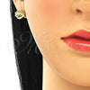 Sterling Silver Stud Earring, Evil Eye Design, with White Cubic Zirconia, Blue Enamel Finish, Golden Finish, 02.336.0177.2