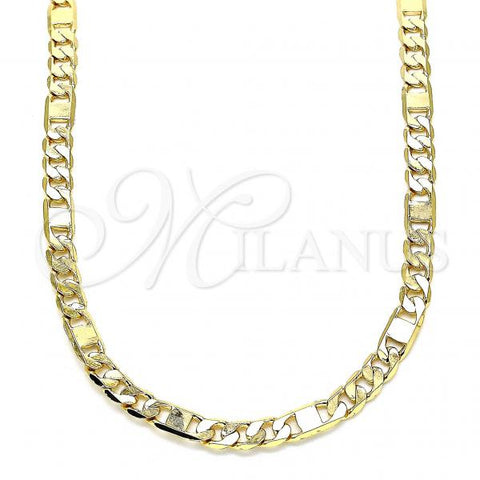 Oro Laminado Basic Necklace, Gold Filled Style Figaro Design, Polished, Golden Finish, 04.319.0004.16