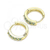 Oro Laminado Huggie Hoop, Gold Filled Style with Aqua Blue Cubic Zirconia, Polished, Golden Finish, 02.210.0637.2.12