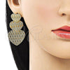 Oro Laminado Long Earring, Gold Filled Style Heart Design, Polished, Golden Finish, 02.213.0431.1