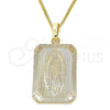 Oro Laminado Pendant Necklace, Gold Filled Style Guadalupe Design, Polished, Golden Finish, 04.106.0057.1.20
