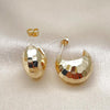 Oro Laminado Stud Earring, Gold Filled Style Chunky and Ball Design, Diamond Cutting Finish, Golden Finish, 02.170.0443