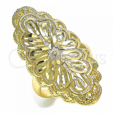 Oro Laminado Elegant Ring, Gold Filled Style Star Design, Diamond Cutting Finish, Golden Finish, 01.233.0007.07 (Size 7)