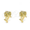 Oro Laminado Stud Earring, Gold Filled Style Dolphin Design, Polished, Golden Finish, 02.100.0128