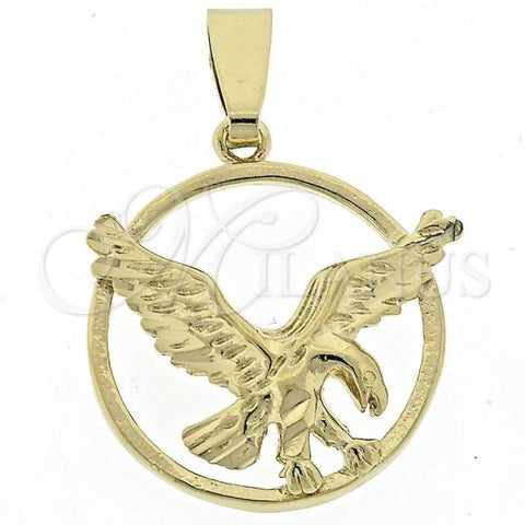 Oro Laminado Fancy Pendant, Gold Filled Style Eagle Design, Diamond Cutting Finish, Golden Finish, 5.180.008