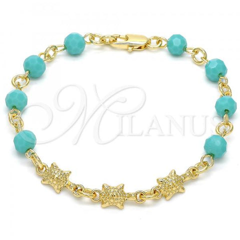 Oro Laminado Fancy Bracelet, Gold Filled Style Turtle Design, Polished, Golden Finish, 03.63.1963.07