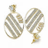 Oro Laminado Long Earring, Gold Filled Style with White Cubic Zirconia and White Crystal, Polished, Golden Finish, 02.268.0088