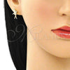 Oro Laminado Stud Earring, Gold Filled Style Angel Design, with White Micro Pave, Polished, Golden Finish, 02.156.0618