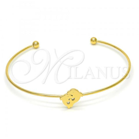 Stainless Steel Individual Bangle, Dolphin Design, Polished, Golden Finish, 07.265.0018 (01 MM Thickness, One size fits all)