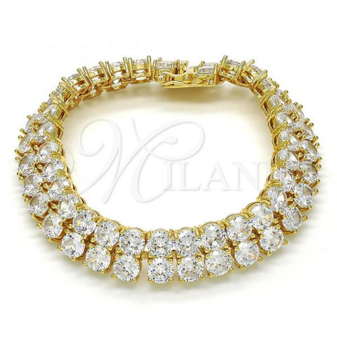 Oro Laminado Tennis Bracelet, Gold Filled Style with White Cubic Zirconia, Polished, Golden Finish, 03.284.0017.08