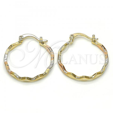 Oro Laminado Small Hoop, Gold Filled Style Polished, Tricolor, 02.65.2592.25