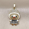 Oro Laminado Fancy Pendant, Gold Filled Style with White Cubic Zirconia, White Enamel Finish, Golden Finish, 05.284.0021