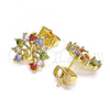 Oro Laminado Stud Earring, Gold Filled Style Peacock Design, with Multicolor Cubic Zirconia, Polished, Golden Finish, 02.387.0026.1