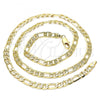 Oro Laminado Basic Necklace, Gold Filled Style Figaro Design, Polished, Golden Finish, 04.63.0118.24