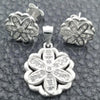 Sterling Silver Earring and Pendant Adult Set, Flower Design, Polished, Silver Finish, 10.398.0014