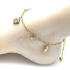 Oro Laminado Charm Anklet , Gold Filled Style Strawberry and Rattle Charm Design, Polished, Golden Finish, 03.318.0024.12