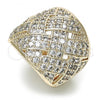 Oro Laminado Multi Stone Ring, Gold Filled Style with White Micro Pave, Polished, Golden Finish, 01.346.0013.08