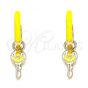 Oro Laminado Huggie Hoop, Gold Filled Style key Design, Yellow Enamel Finish, Golden Finish, 02.213.0211.1.12