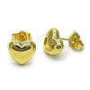 Oro Laminado Stud Earring, Gold Filled Style Chunky Design, Polished, Golden Finish, 02.156.0683