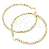 Oro Laminado Extra Large Hoop, Gold Filled Style Diamond Cutting Finish, Tricolor, 02.213.0156.1.70