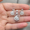Sterling Silver Earring and Pendant Adult Set, Swan Design, Polished, Silver Finish, 10.398.0027