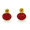 Stainless Steel Stud Earring, with Garnet Crystal, Polished, Golden Finish, 02.271.0007.5