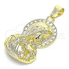 Oro Laminado Religious Pendant, Gold Filled Style Sagrado Corazon de Maria Design, Polished, Golden Finish, 05.213.0100