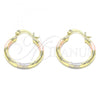 Oro Laminado Small Hoop, Gold Filled Style Diamond Cutting Finish, Tricolor, 02.213.0152.1.25