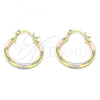 Oro Laminado Small Hoop, Gold Filled Style Diamond Cutting Finish, Tricolor, 02.213.0152.1.25