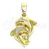 Oro Laminado Fancy Pendant, Gold Filled Style Dolphin Design, Golden Finish, 5.183.009