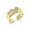Oro Laminado Baby Ring, Gold Filled Style Heart Design, with White Micro Pave, Polished, Golden Finish, 01.233.0020 (One size fits all)