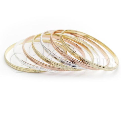 Gold Plated Semanario Bangle, Diamond Cutting Finish, Tricolor, 07.07.0009.05