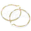 Oro Laminado Extra Large Hoop, Gold Filled Style Diamond Cutting Finish, Tricolor, 02.213.0250.60