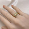 Oro Laminado Multi Stone Ring, Gold Filled Style Mom Design, with Multicolor Micro Pave, Polished, Golden Finish, 01.341.0139