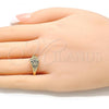 Oro Laminado Elegant Ring, Gold Filled Style Heart Design, Diamond Cutting Finish, Golden Finish, 01.63.0558.07 (Size 7)