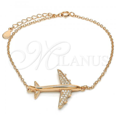Sterling Silver Fancy Bracelet, with White Cubic Zirconia, Polished, Rose Gold Finish, 03.336.0037.1.07