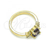 Oro Laminado Multi Stone Ring, Gold Filled Style with Amethyst and White Cubic Zirconia, Polished, Golden Finish, 01.284.0046.06