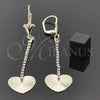 Oro Laminado Long Earring, Gold Filled Style Heart Design, with  Cubic Zirconia, Golden Finish, 95.01