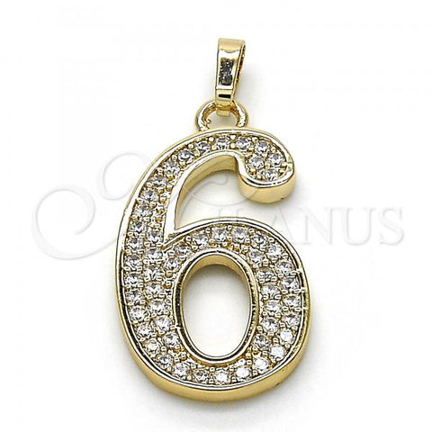 Oro Laminado Fancy Pendant, Gold Filled Style with White Cubic Zirconia, Polished, Golden Finish, 05.185.0026