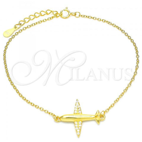 Sterling Silver Fancy Bracelet, with White Micro Pave, Polished, Golden Finish, 03.336.0059.2.07